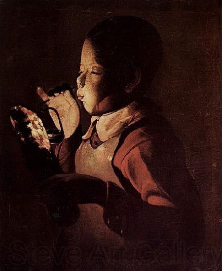 Georges de La Tour Knabe blast in eine Lampe Norge oil painting art